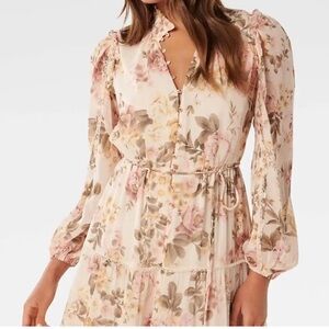 1. State Floral Long Sleeve Dress in Cream and Pink